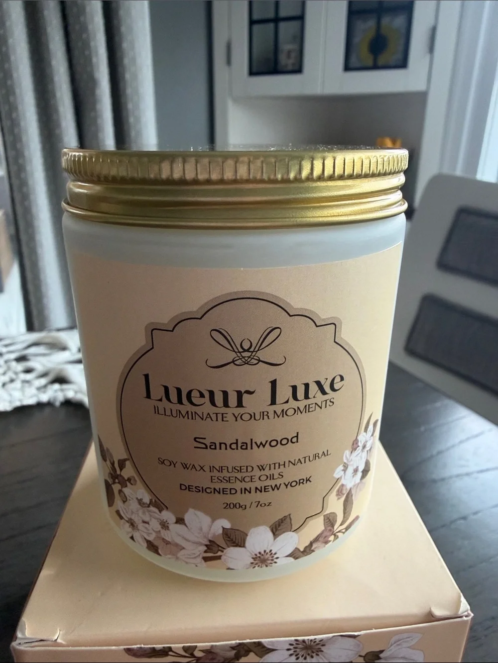 Sandalwood Soy Candle - Cream & Gold